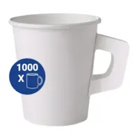 Paper Hot Drink Cup Single Wall With Handle 8oz Carton 1000