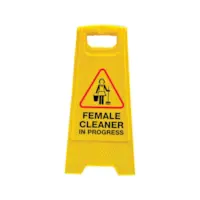Female Cleaner In Progress A-Frame Sign Yellow Each