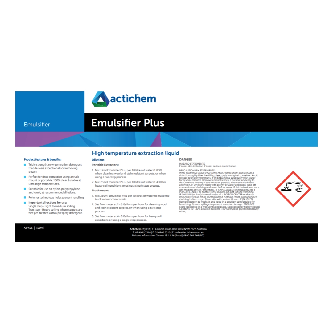 Actichem Emulsifier Plus 750ml Label Each