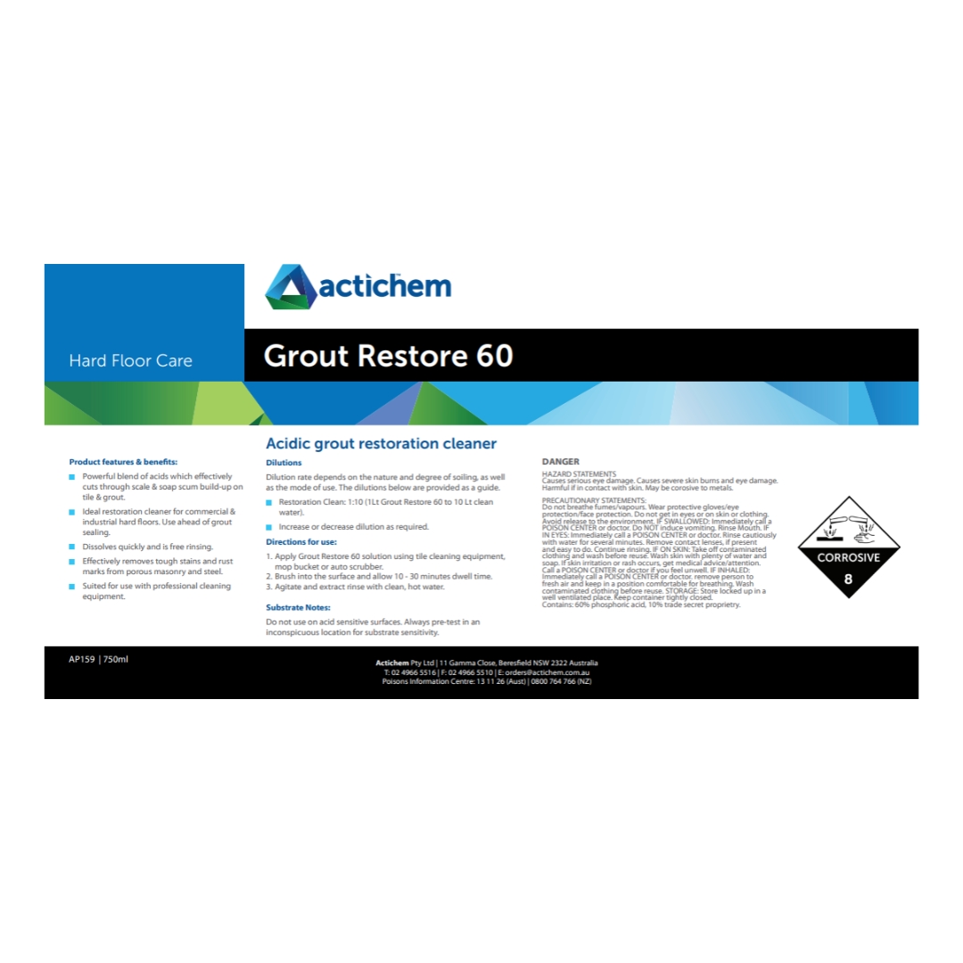 Actichem Grout Restore 60 750ml Label Each