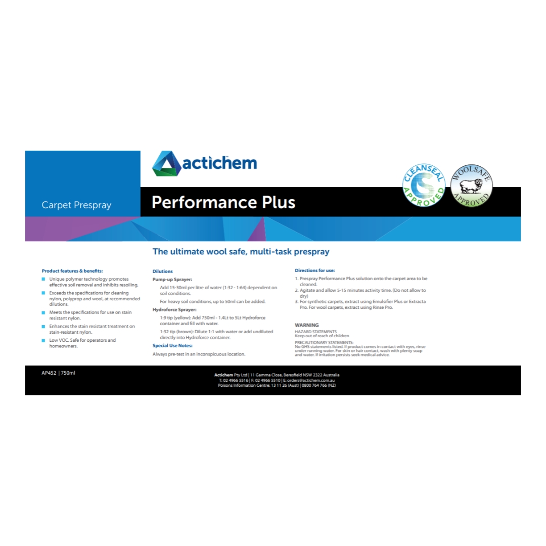 Actichem Performance Plus 750ml Label Each