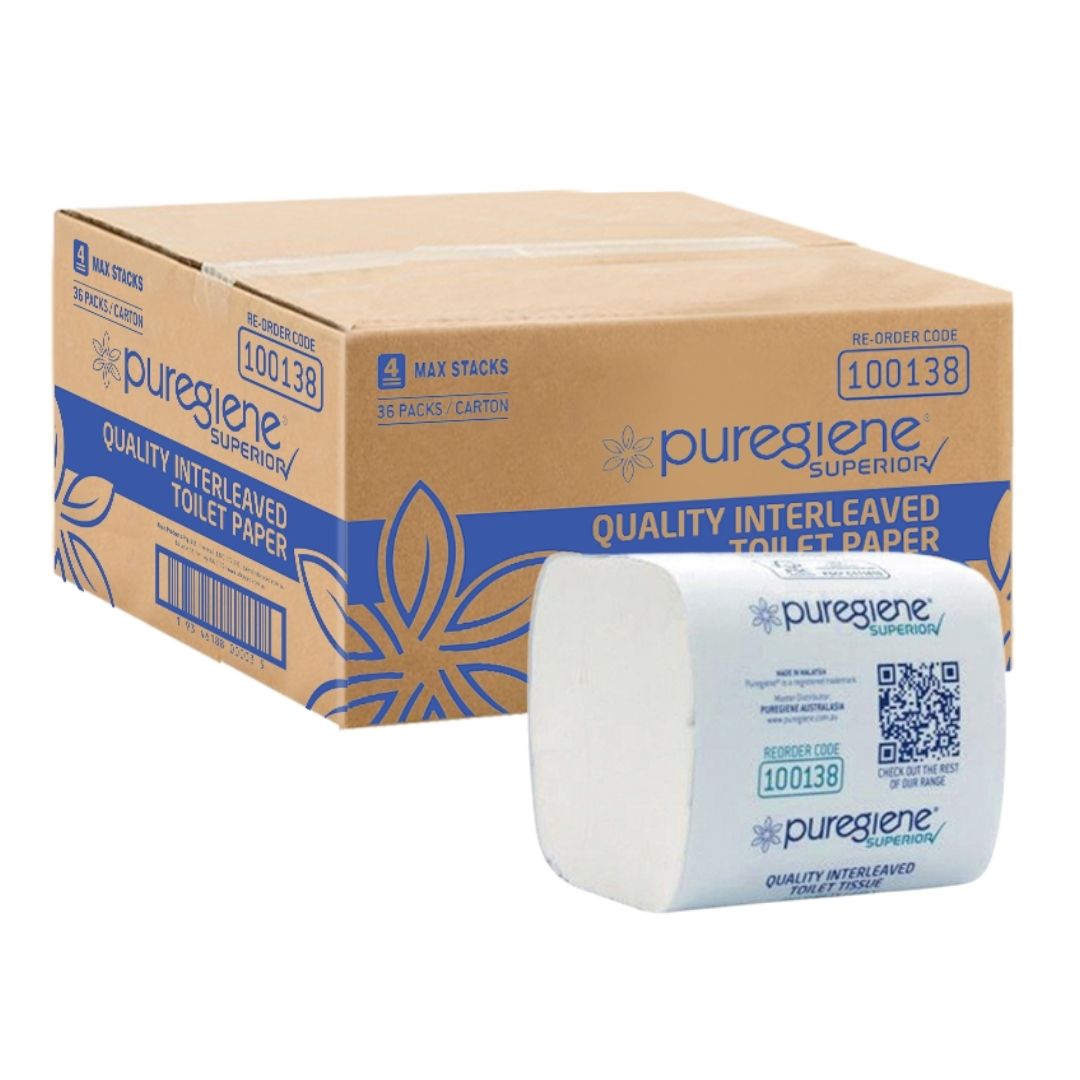 Puregiene Puregiene Interleaved Toilet Tissue Superior 2 Ply 250 Sheet Carton 36