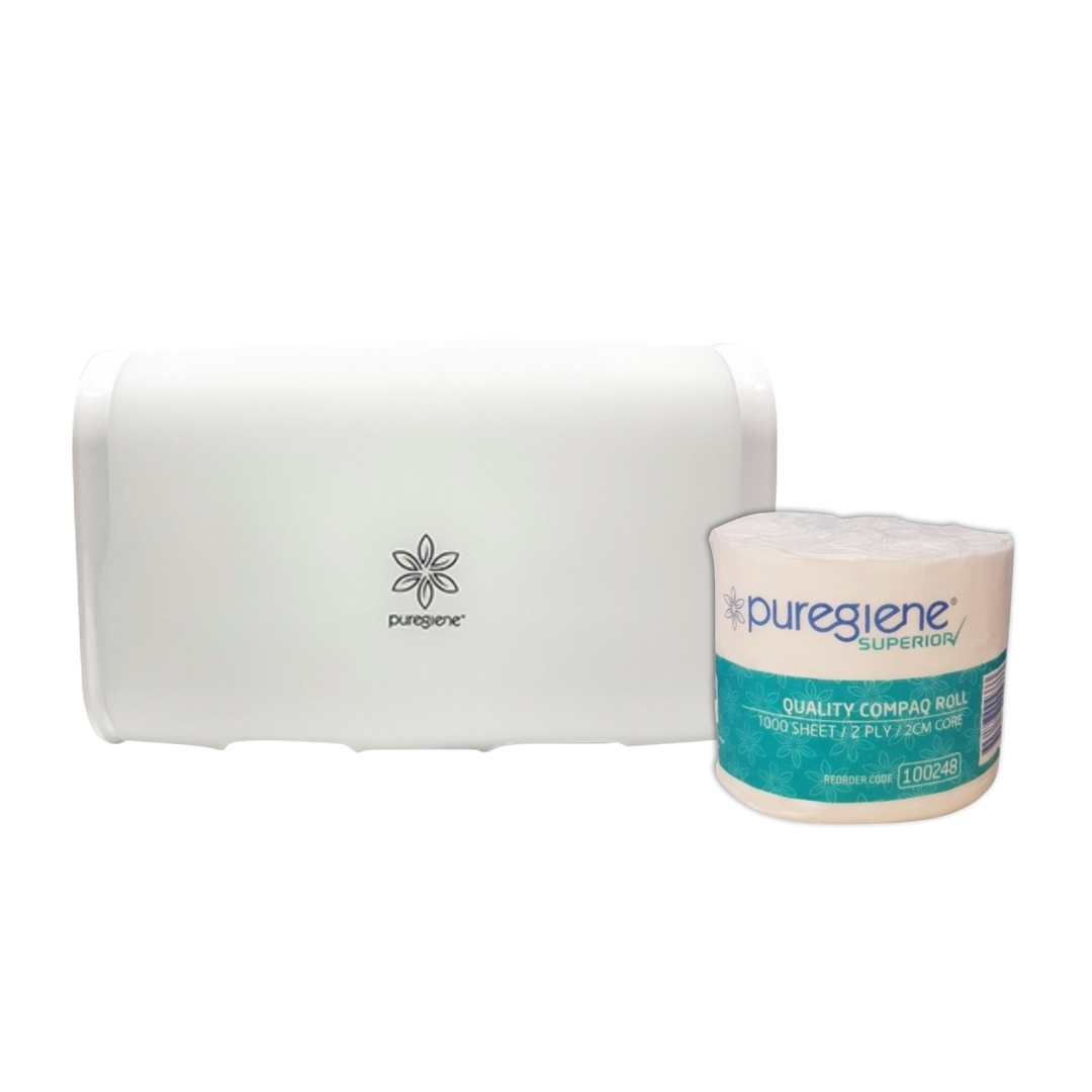 Puregiene Puregiene Compaq Dispenser Duo White & Toilet Tissue Superior 2 Ply ...