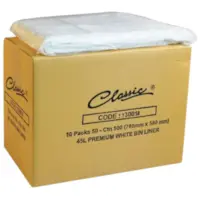 Classic® Bin Liners White 45L Carton 500