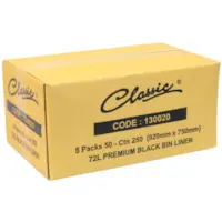 Classic® Bin Liners Black 72L Carton 250