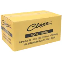Classic Bin Liners Heavy Duty Black 72L Carton 250