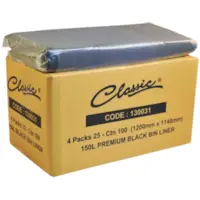 Classic® Bin Liners Black 150L Carton 100