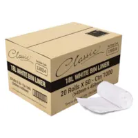 Classic® Bin Liners White Rolls 18L Carton 1000