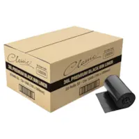 Classic® Bin Liners Black Rolls 36L Carton 1000