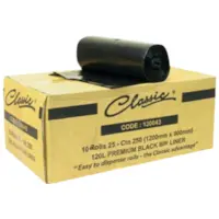 Classic Bin Liner Rolls Black 120L Carton 250
