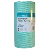 Cleanmax Heavy Duty Wipes Green 45m Roll Each