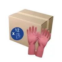 Bastion Silverlined Rubber Gloves Pink Size 9 Pack 12